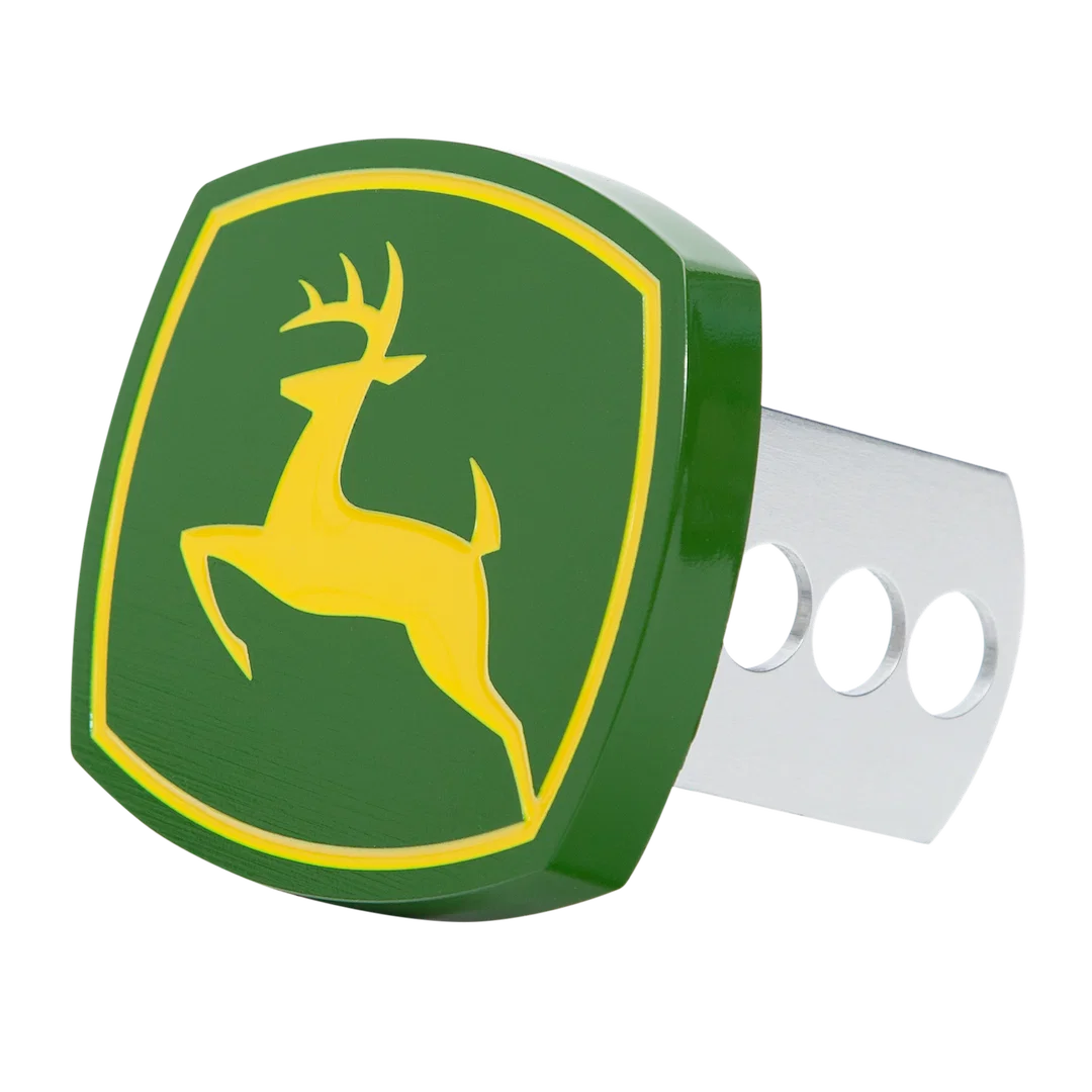 002232R01 – PLASTICOLOR Trailer Hitch Cover, Fits 2 Inch Receiver True-Color John Deer Logo Green/Yellow Metal